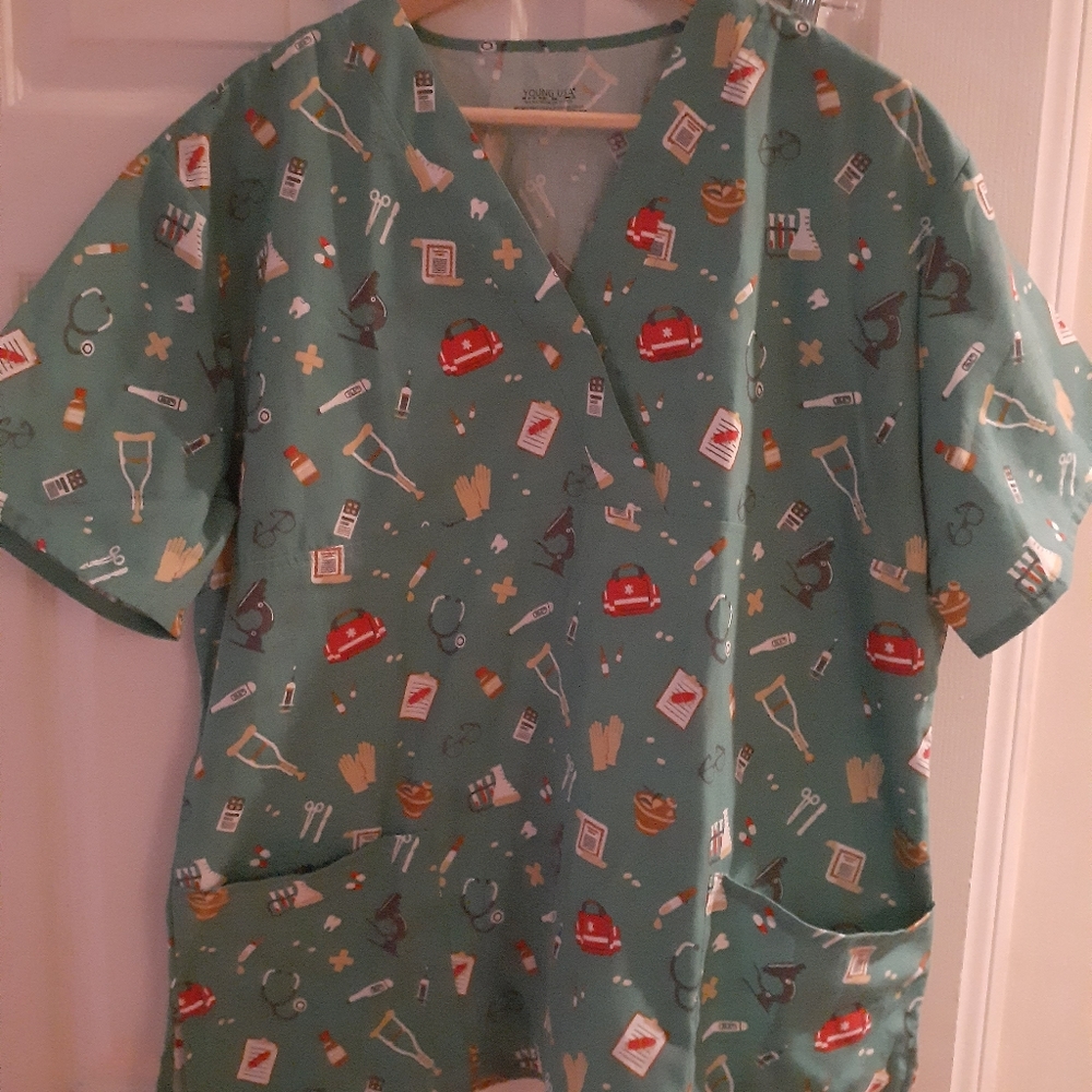 Cute print scrub top